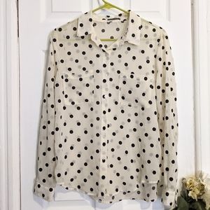 American Apparel Chiffon Polka Dot Blouse Sheer